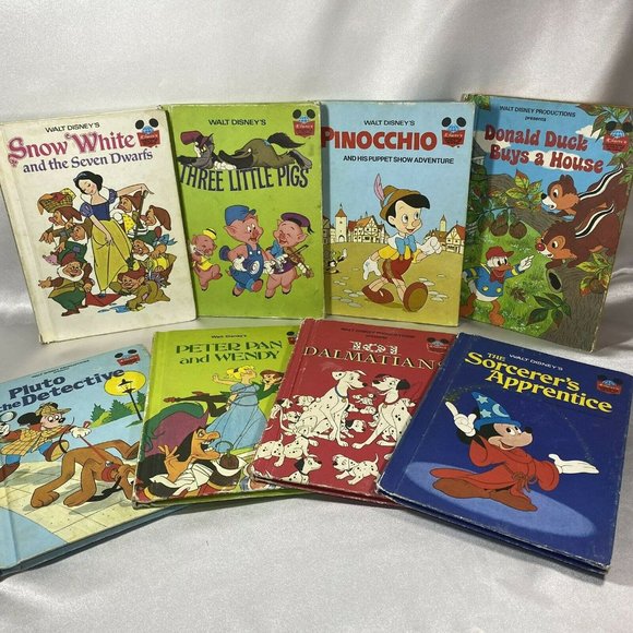 Vtg Disney Book Lot Dalmatians Sorcerers Apprentic